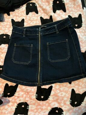 Sincerely Jules Navy Denim Zip-Up Mini Skirt